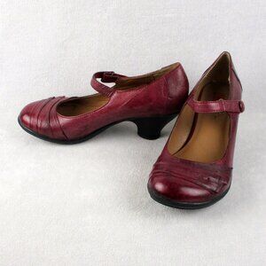 Miz Mooz Carolina Burgundy Red Leather Womens Mary Jane Pump/ Straps Size 39/8.5